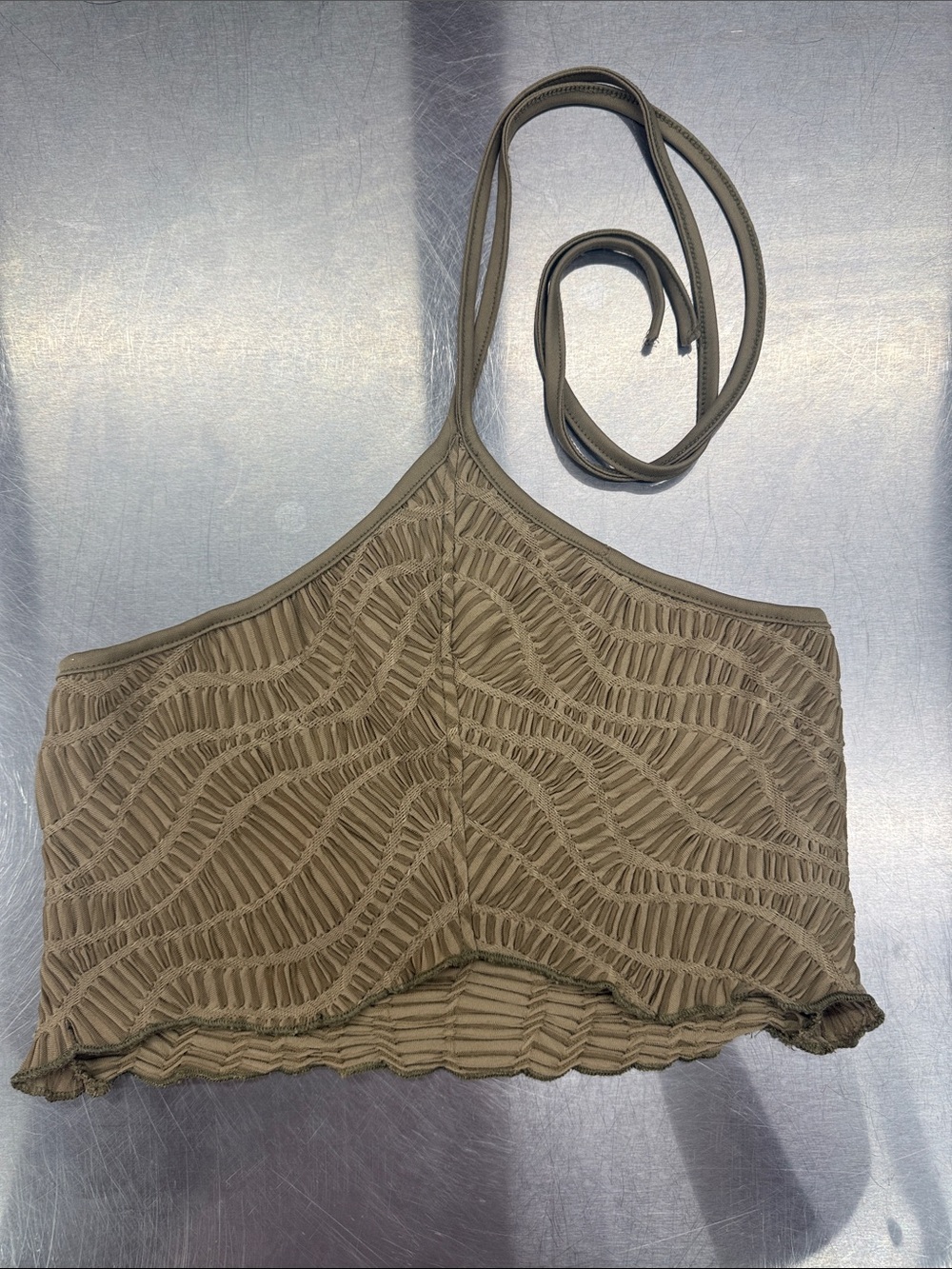 SHEIN Olive Textured Halter Bandeau